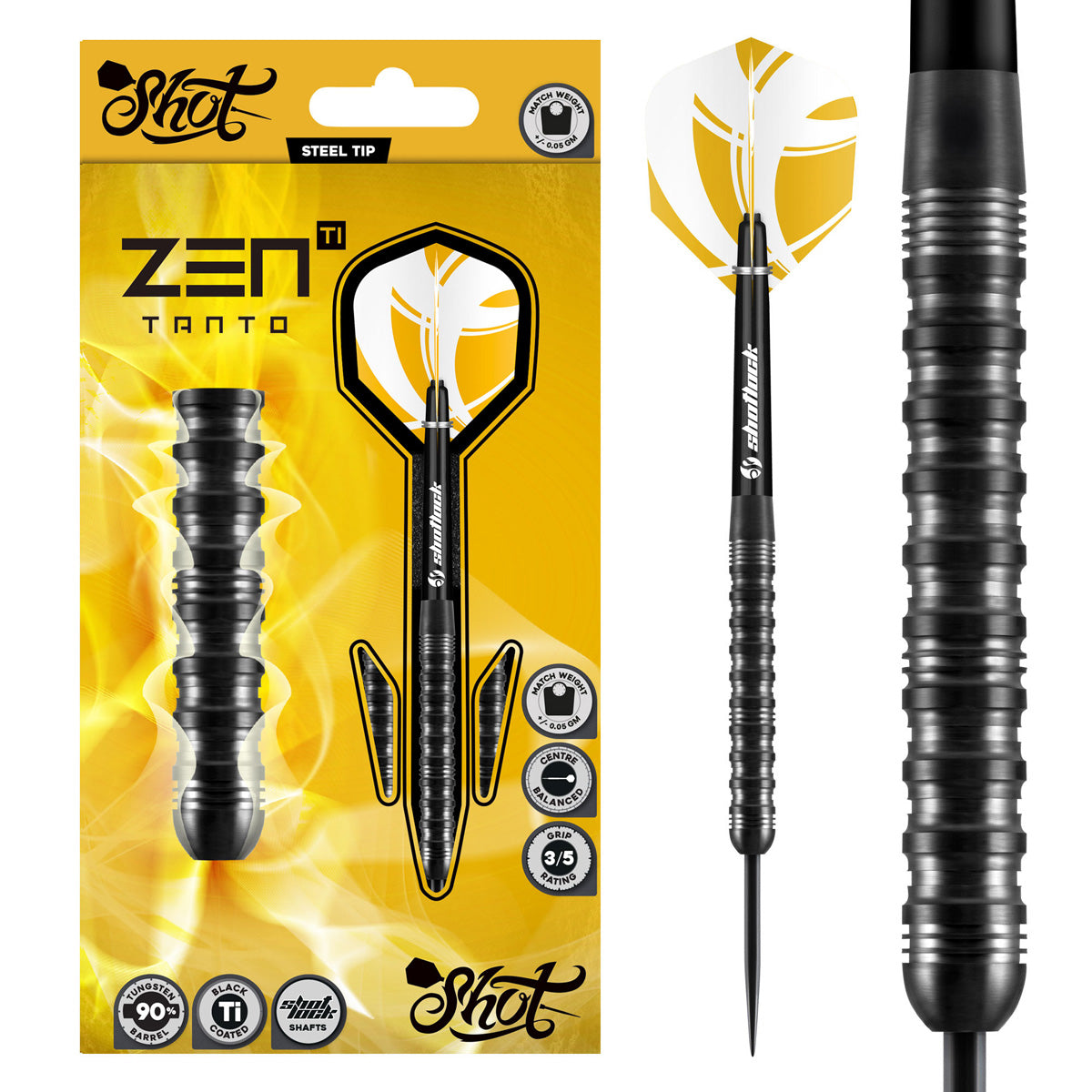 Zen Tanto 90% Tungsten Steel Tip Darts By Shot