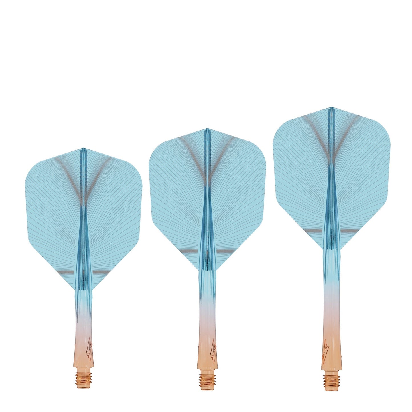 Caliburn SUP Flights - Moulded Shaft and Flight - Standard No6 - Feather - Orange & Blue