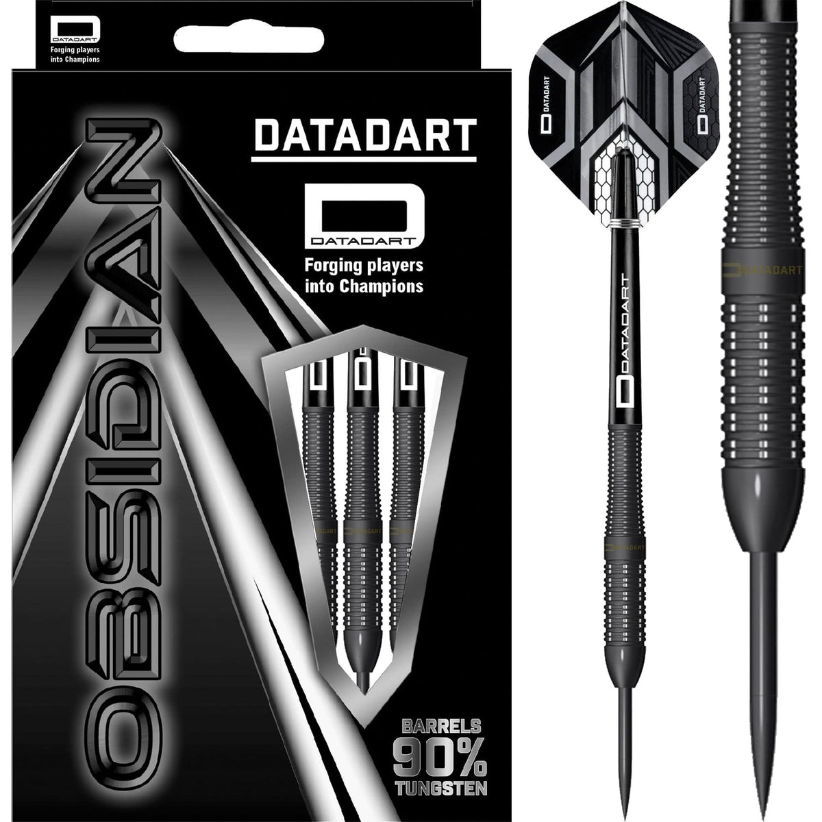 Datadart Obsidian Darts - Steel Tip - 90% - Concave Rear - Black Pvd