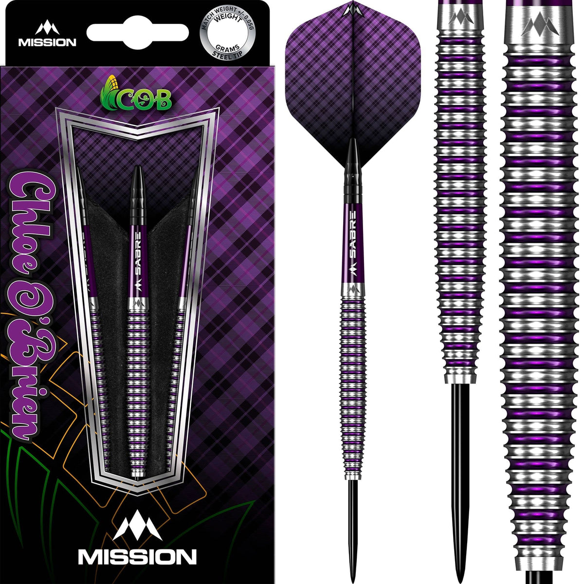 Mission Chloe Obrien Darts - Steel Tip - 95% - Electro Purple