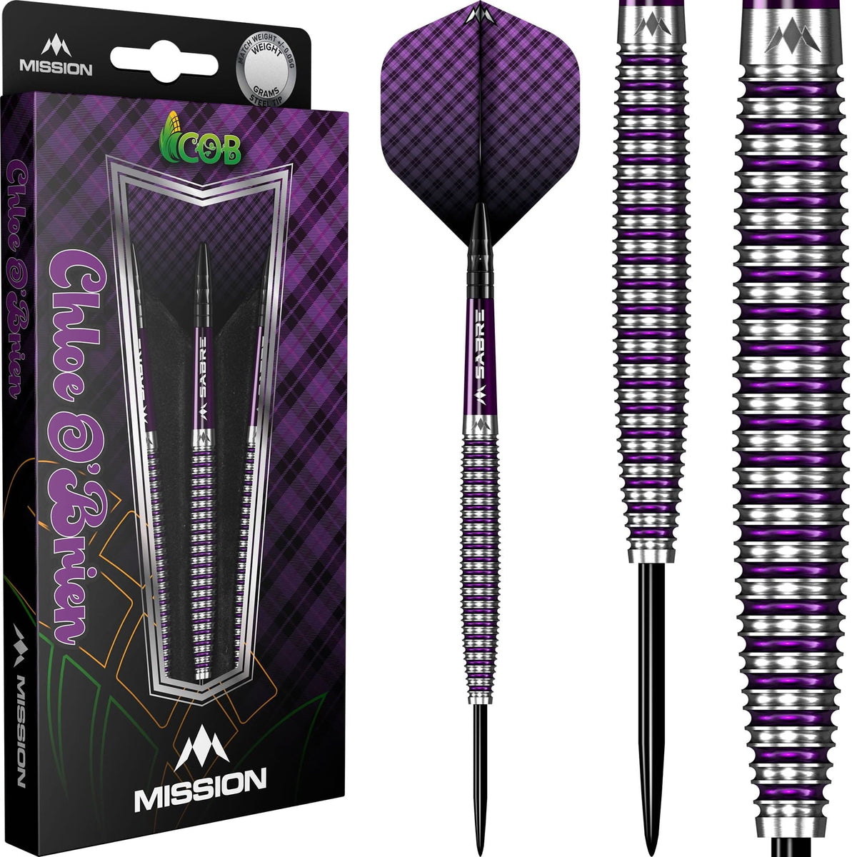 Mission Chloe Obrien Darts - Steel Tip - 95% - Electro Purple