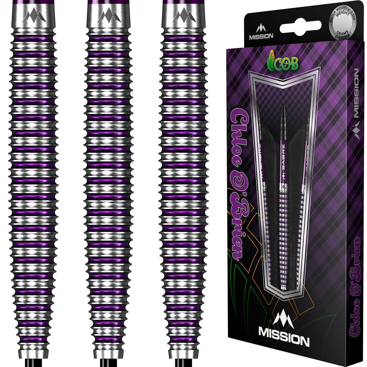 Mission Chloe Obrien Darts - Steel Tip - 95% - Electro Purple